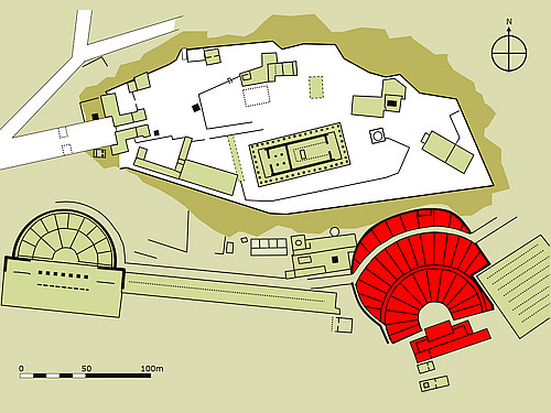 plan with the theatre of Dionysos