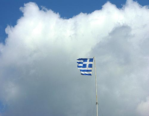Greek flag and clouds