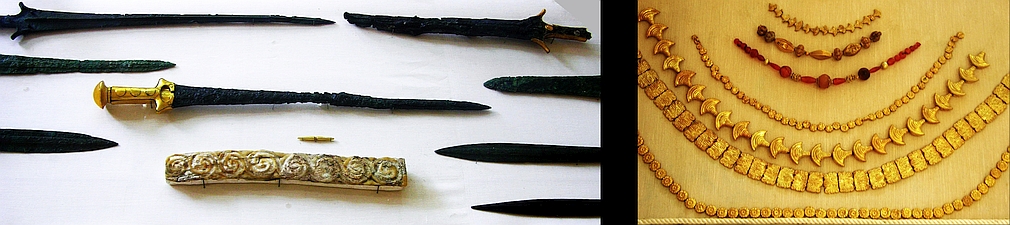 swords and gold jewelry