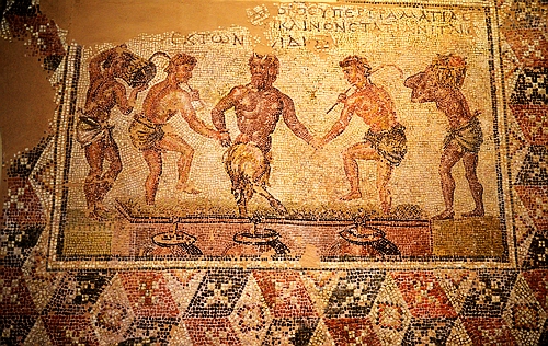 mosaic floor with wine press