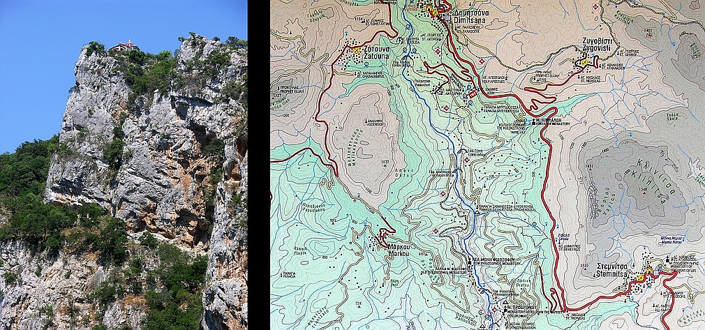Loussios valley and map