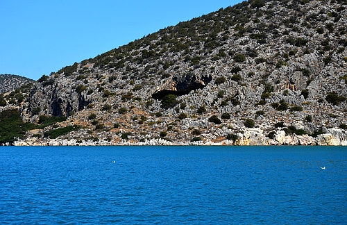 view to Franchthi cave