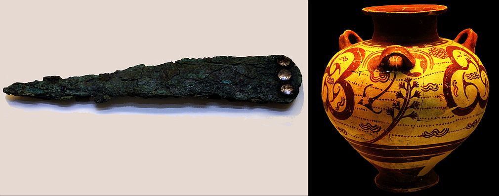 bronze dagger and piriform jar