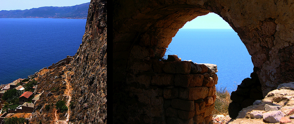 view from the upper town to Monemvasia