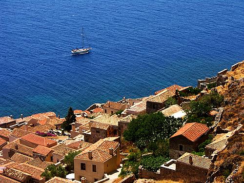 view from the upper town to Monemvasia