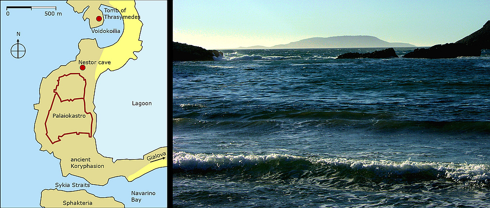 map and Voidokoilia bay